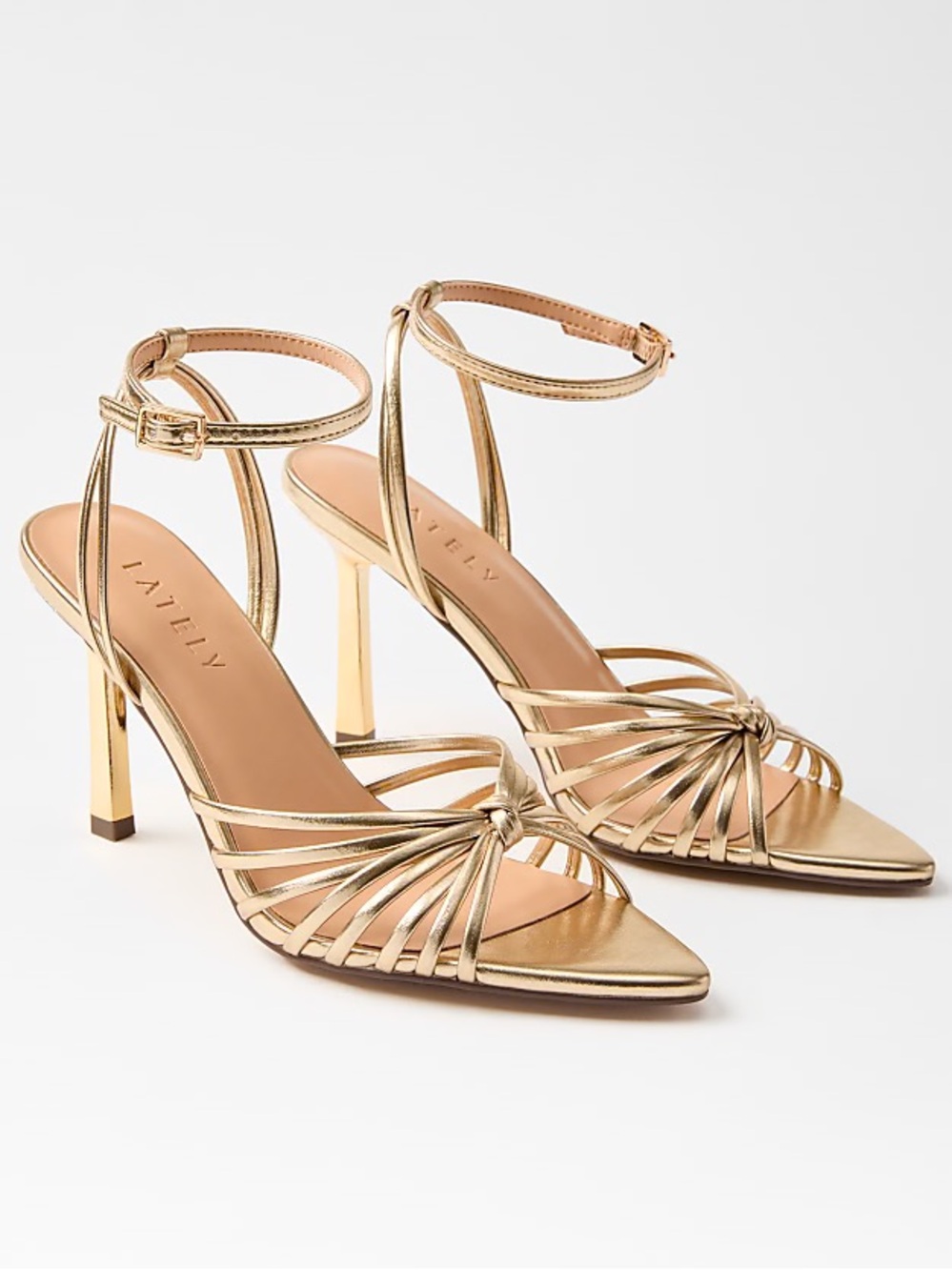 LOFT Gold Metallic Knotted Strappy High Heel Sandals